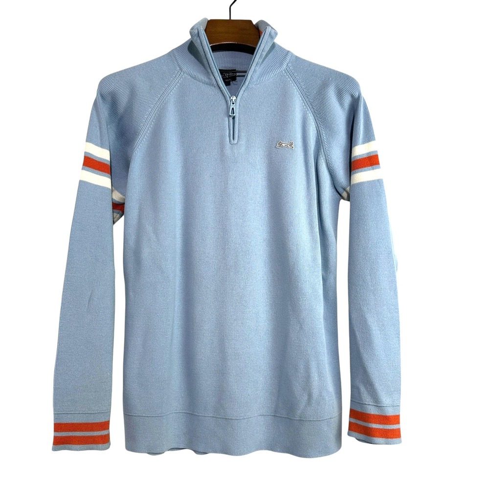 LE TIGRE 1/4 Zip Sweater Cotton Acrylic Blend Grunge Hipster 70s Blue Size Large